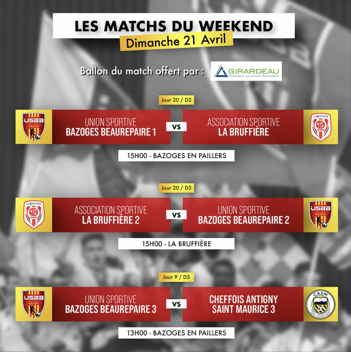 LES MATCHS DU WEEKEND