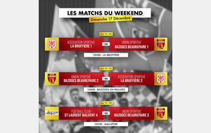 LES MATCHS DU WEEKEND 