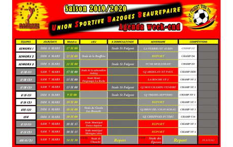 VOS MATCHS DU WEEKEND 25/26 AVRIL 2020