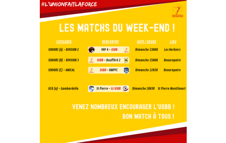 l'agenda des matchs