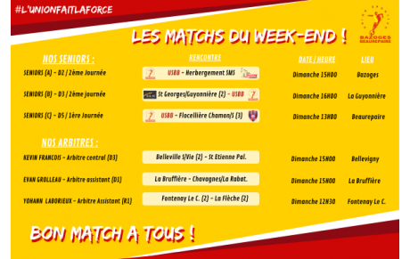 LES MATCHS DU WEEKEND (septembre 26/27)