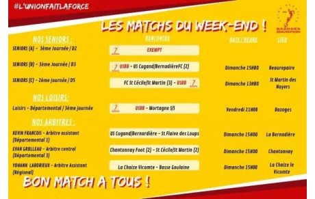 LES MATCHS DU WEEKEND