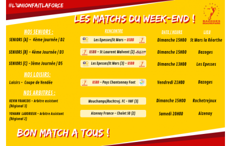 LES MATCHS DU WEEKEND