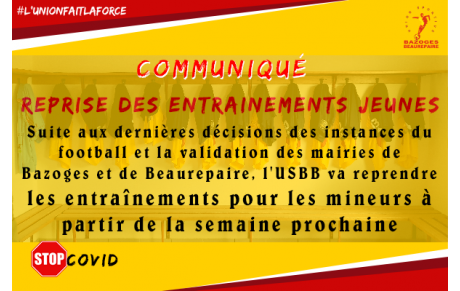 REPRISE POUR LE FOOTBALL (des mineurs) a partir de lundi 30 Novembre