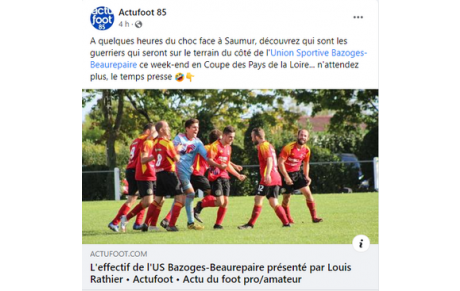 L'effectif de l'US Bazoges Beaurepaire dans Actufoot