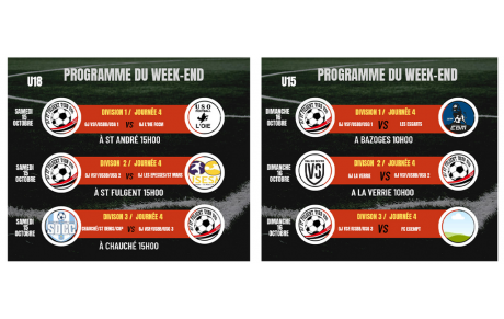  &quot;PROGRAMME DU WEEK-END&quot; U18-U15 