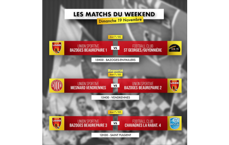 LES MATCHS DU WEEKEND &quot; seniors &quot;