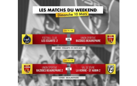 LES MATCHS DU WEEKEND