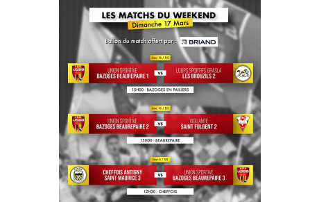 LES MATCHS DU WEEKEND