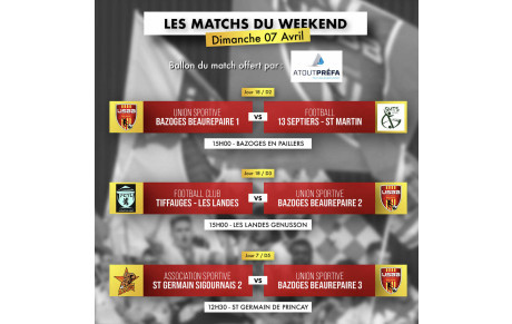 LES MATCHS DU WEEKEND